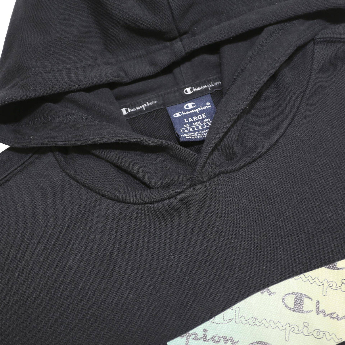 CHAMPION Mens Black Pullover Hoodie L Cotton Blend Casual Wear
