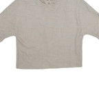 ZARA Womens Beige Printed Top Short Sleeve Round Neck XS Button Back Crop