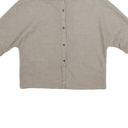 ZARA Womens Beige Printed Top Short Sleeve Round Neck XS Button Back Crop