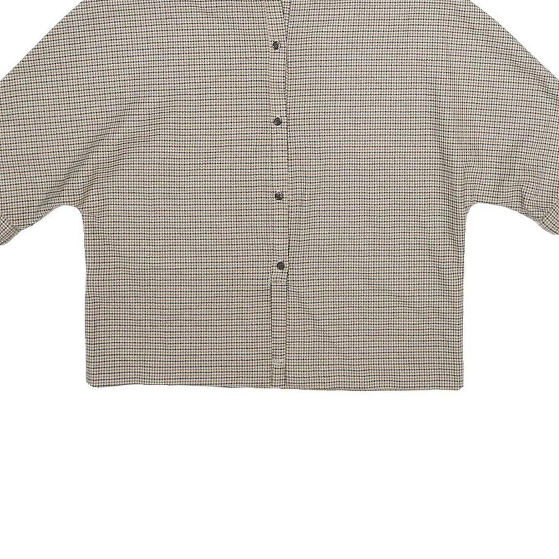 ZARA Womens Beige Printed Top Short Sleeve Round Neck XS Button Back Crop