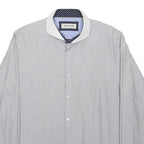 RIVER ISLAND Mens Grey & White Stripe Classic Fit Shirt XL Long Sleeve Button