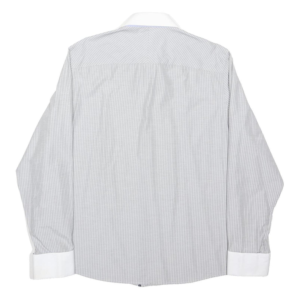 RIVER ISLAND Mens Grey & White Stripe Classic Fit Shirt XL Long Sleeve Button