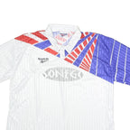 REEBOK Mens White & Red & Blue Short Sleeve Graphic 2XL Polyester Polo Shirt