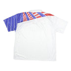 REEBOK Mens White & Red & Blue Short Sleeve Graphic 2XL Polyester Polo Shirt