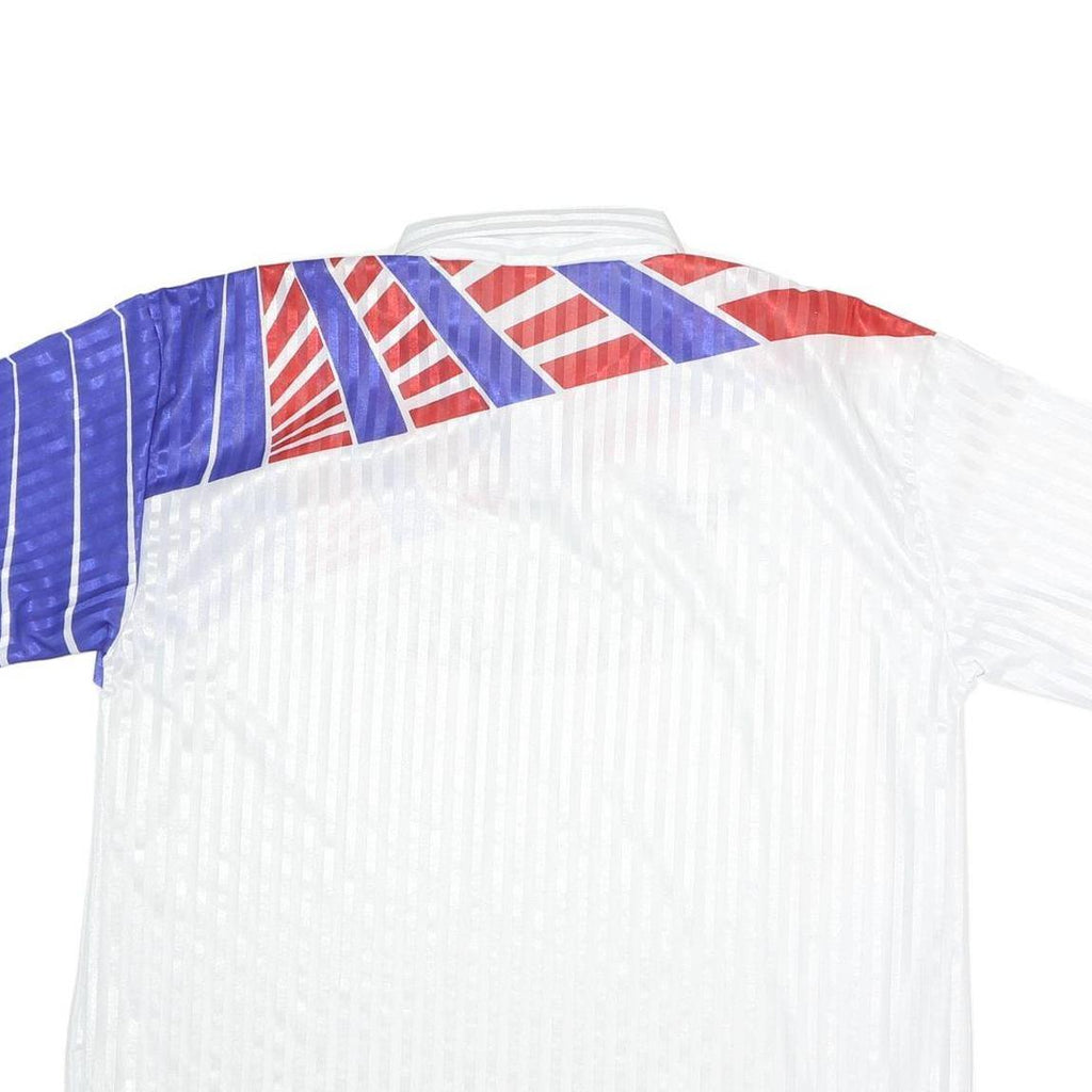 REEBOK Mens White & Red & Blue Short Sleeve Graphic 2XL Polyester Polo Shirt