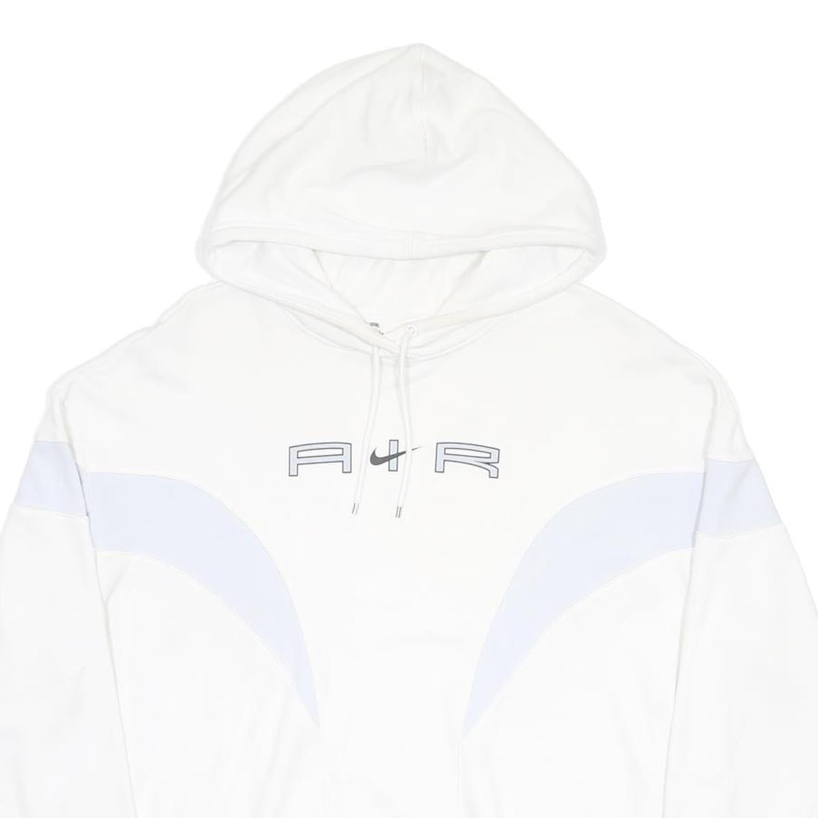 NIKE Mens White Air Pullover Hoodie L Cotton Blend Sportswear Sweatshirt