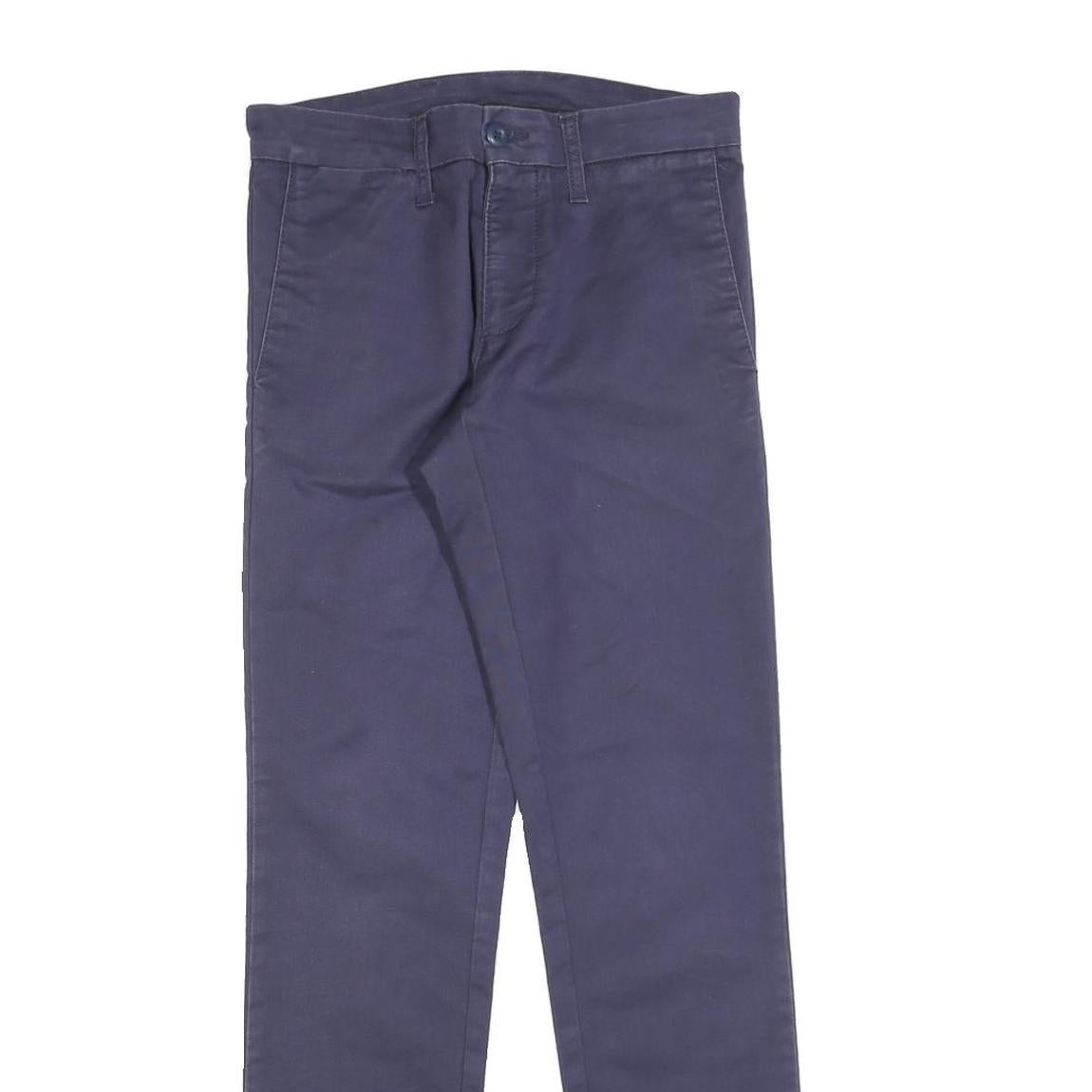 CARHARTT Mens Cotton Blend Navy Slim Trousers W27 L30 Casual Zip Fastening