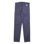 CARHARTT Mens Cotton Blend Navy Slim Trousers W27 L30 Casual Zip Fastening