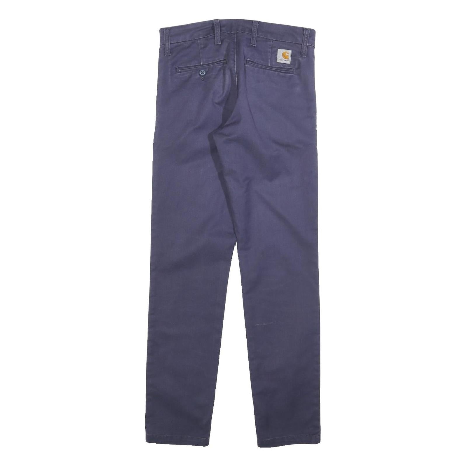 CARHARTT Mens Cotton Blend Navy Slim Trousers W27 L30 Casual Zip Fastening