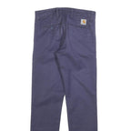 CARHARTT Mens Cotton Blend Navy Slim Trousers W27 L30 Casual Zip Fastening