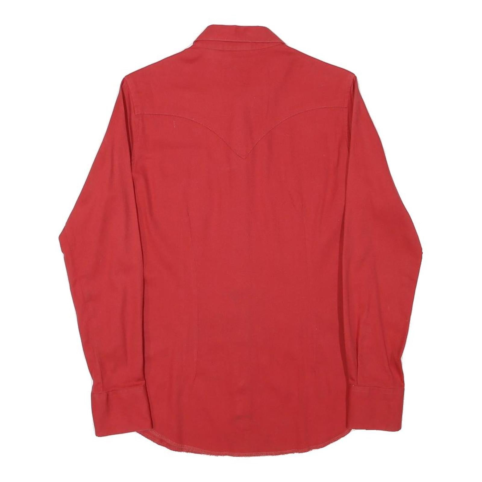 WRANGLER Womens Red Western Shirt S Cotton Blend Long Sleeve Button Front