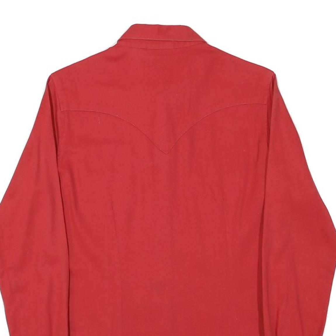 WRANGLER Womens Red Western Shirt S Cotton Blend Long Sleeve Button Front