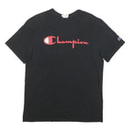 CHAMPION Mens Black Red Logo Modern T-Shirt M Short Sleeve Crew Neck