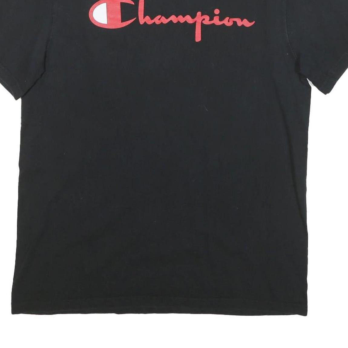 CHAMPION Mens Black Red Logo Modern T-Shirt M Short Sleeve Crew Neck