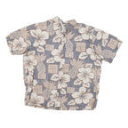 BISHOPS Mens Blue & Cream Hawaiian Shirt M Cotton Blend Summer Casual