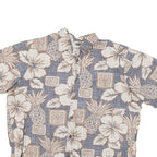BISHOPS Mens Blue & Cream Hawaiian Shirt M Cotton Blend Summer Casual