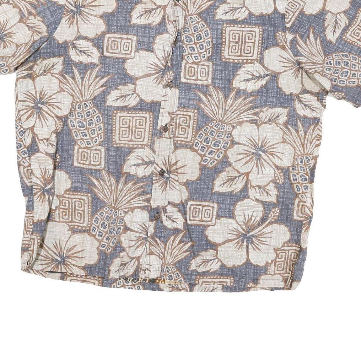 BISHOPS Mens Blue & Cream Hawaiian Shirt M Cotton Blend Summer Casual