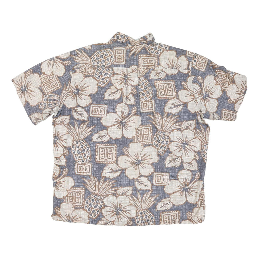 BISHOPS Mens Blue & Cream Hawaiian Shirt M Cotton Blend Summer Casual