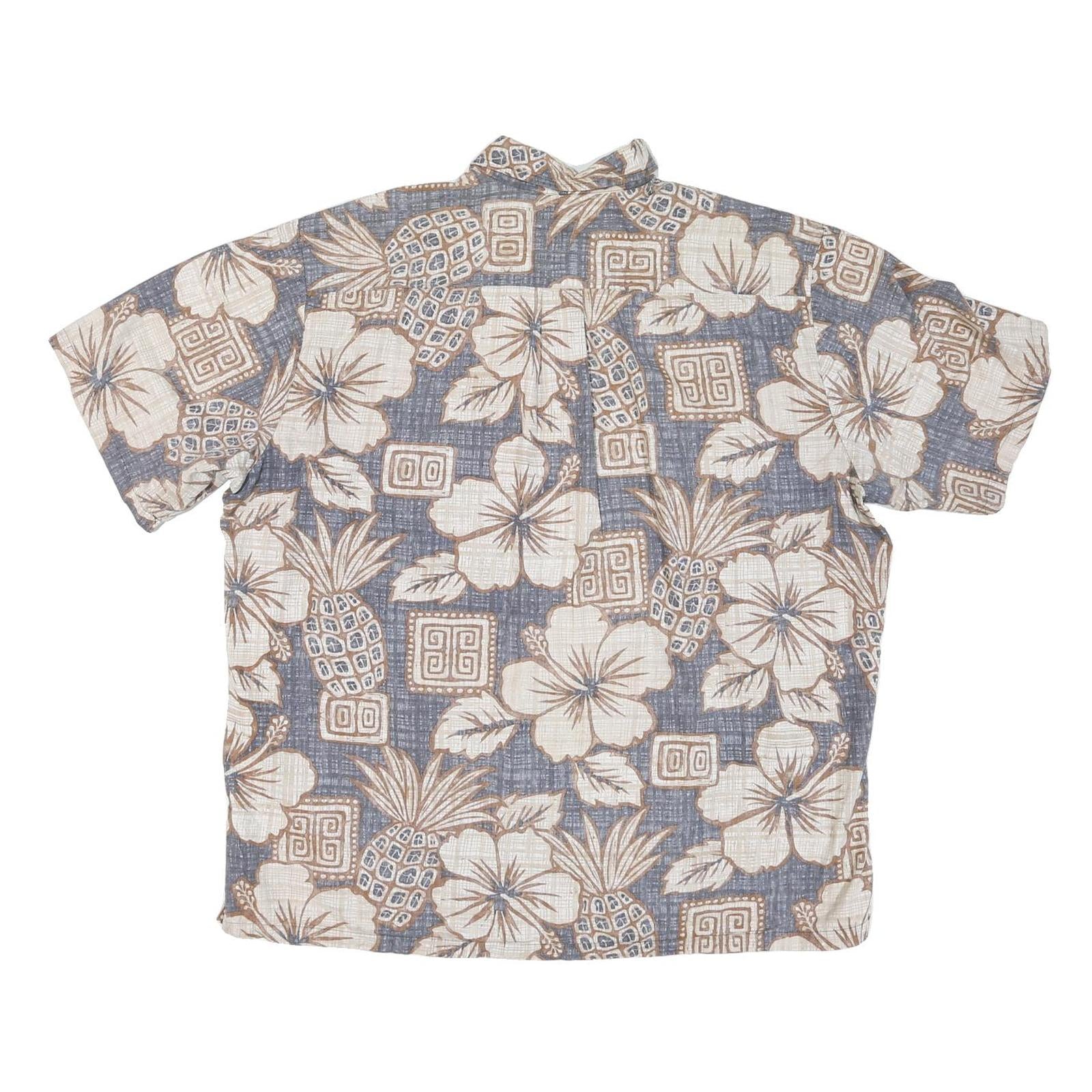 BISHOPS Mens Blue & Cream Hawaiian Shirt M Cotton Blend Summer Casual