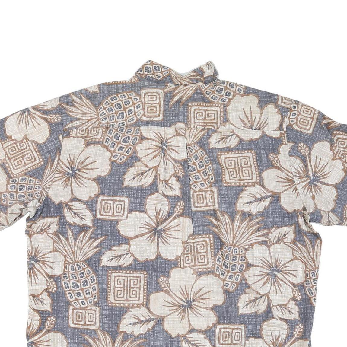 BISHOPS Mens Blue & Cream Hawaiian Shirt M Cotton Blend Summer Casual