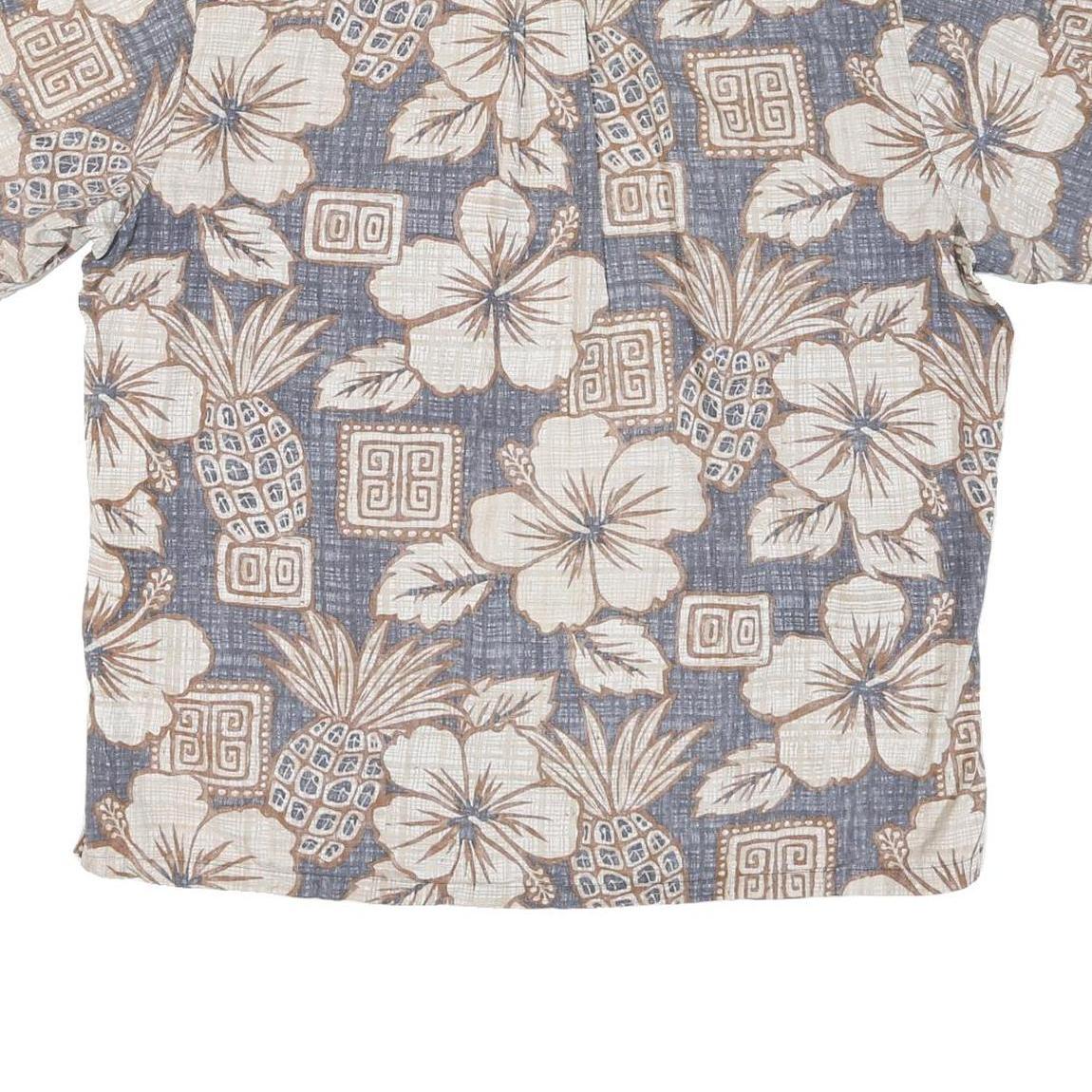 BISHOPS Mens Blue & Cream Hawaiian Shirt M Cotton Blend Summer Casual