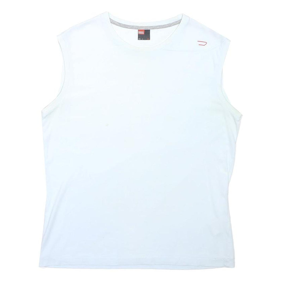 DIESEL Mens White Sleeveless Crew Neck Cotton Blend T-Shirt M Sleeveless Plain