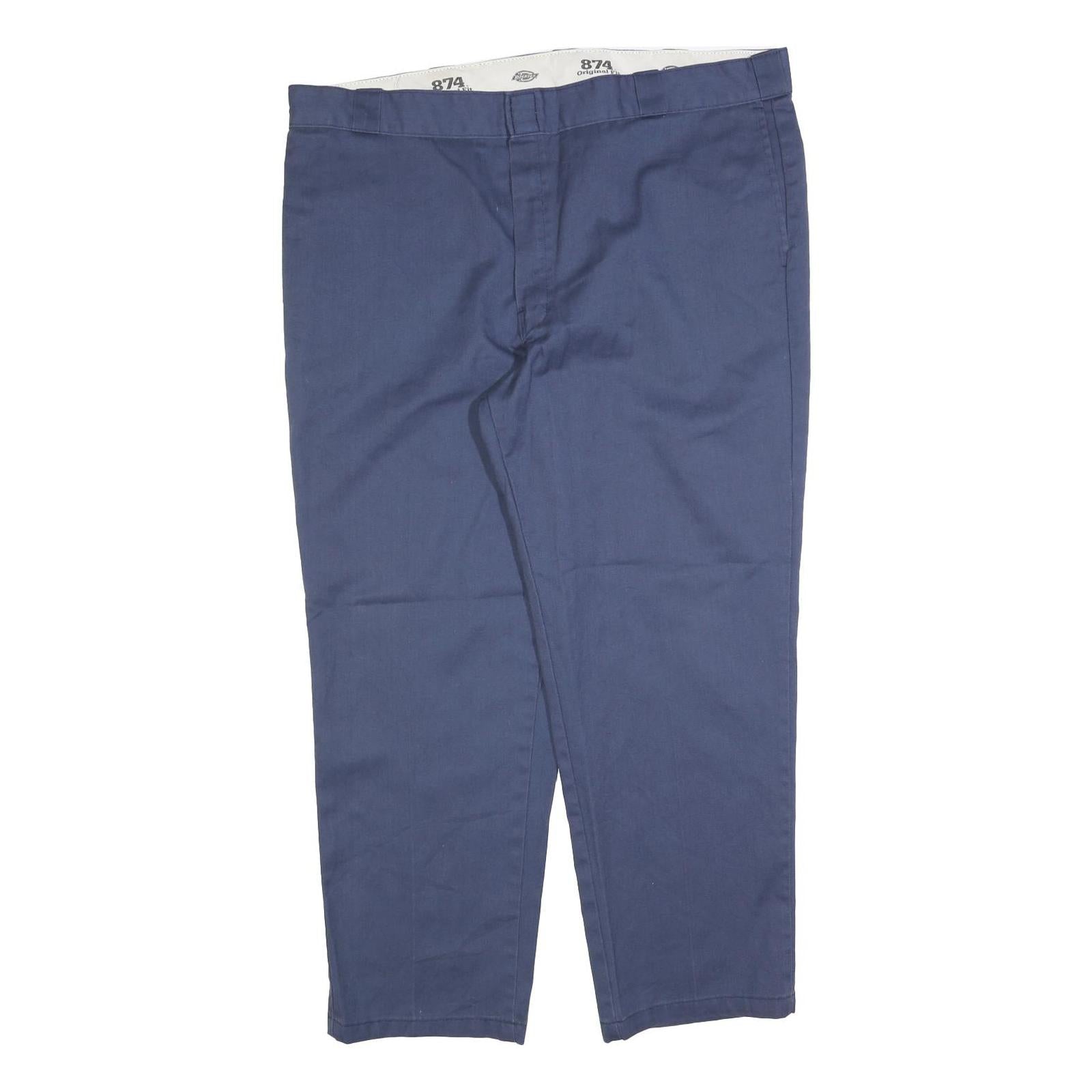 DICKIES Mens Cotton Blend Navy Regular Fit Straight Leg Trousers W44 L30