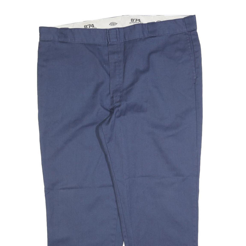 DICKIES Mens Cotton Blend Navy Regular Fit Straight Leg Trousers W44 L30