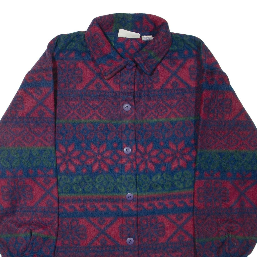 NORTHCREST Womens Fleece Jacket Maroon Striped M
