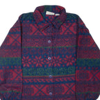NORTHCREST Womens Fleece Jacket Maroon Striped M
