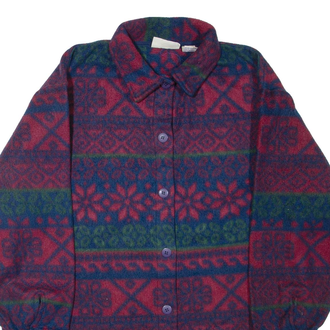 NORTHCREST Womens Fleece Jacket Maroon Striped M