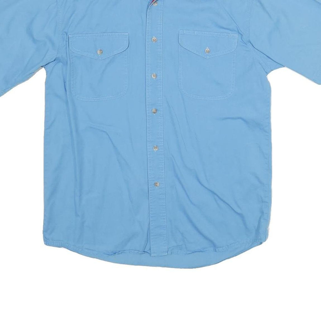 WRANGLER Mens Blue Short Sleeve Shirt M Cotton Casual Summer Button Front
