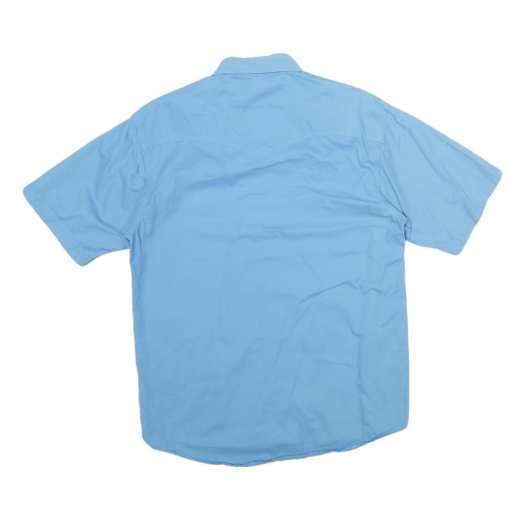 WRANGLER Mens Blue Short Sleeve Shirt M Cotton Casual Summer Button Front