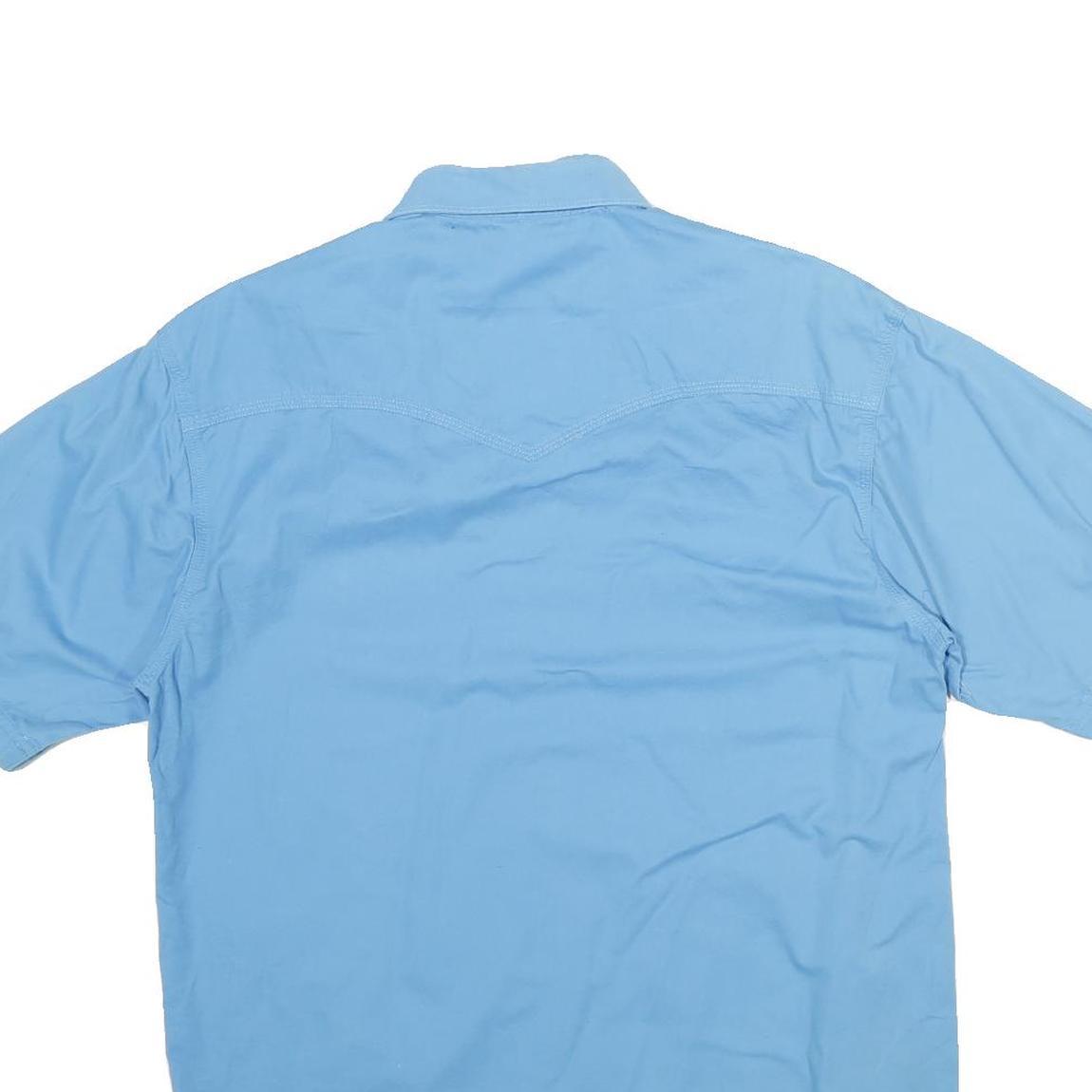 WRANGLER Mens Blue Short Sleeve Shirt M Cotton Casual Summer Button Front