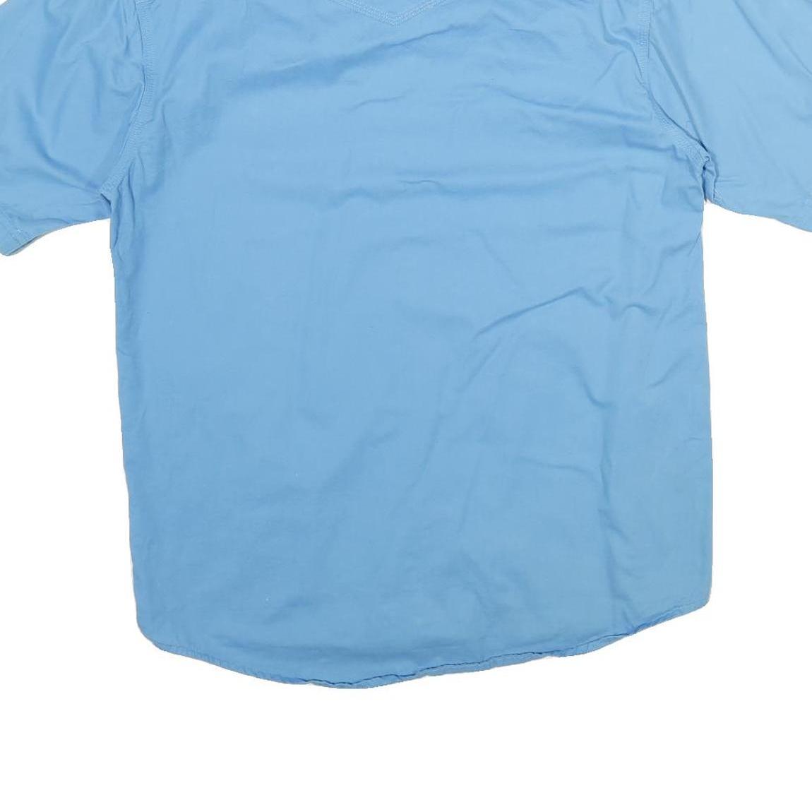 WRANGLER Mens Blue Short Sleeve Shirt M Cotton Casual Summer Button Front