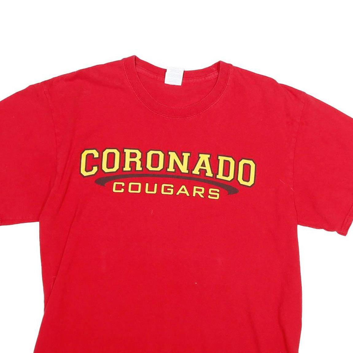PORT & COMPANY Mens Red Coronado Cougars Graphic T-Shirt L Short Sleeve Crew