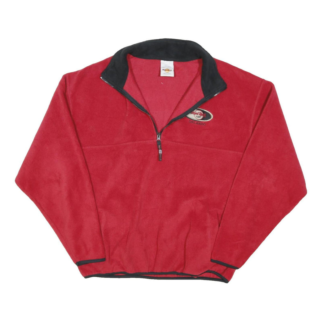 HARD ROCK CAFE Mens Red Black Half Zip Jacket L Polyester Blend Plain
