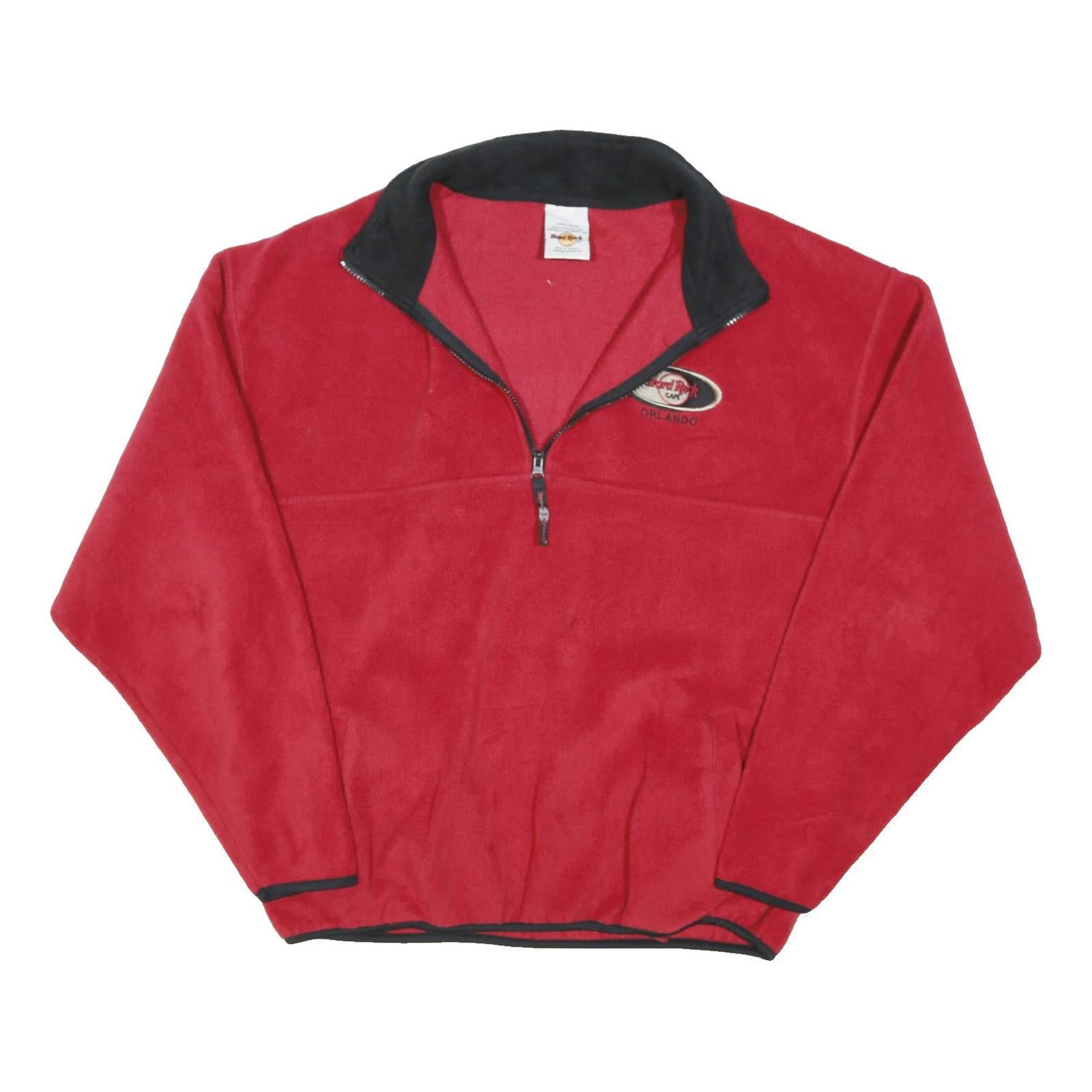 HARD ROCK CAFE Mens Red Black Half Zip Jacket L Polyester Blend Plain