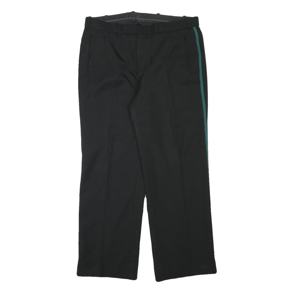 Black Relaxed Fit Mens Trousers W34 L28 Polyester Blend Zip Closure Side Stripe