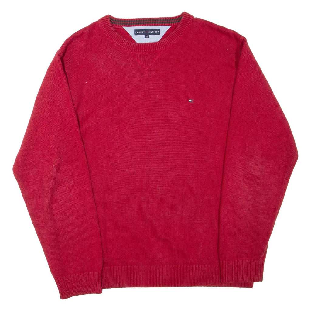 TOMMY HILFIGER Mens Jumper Red Tight Knit XL
