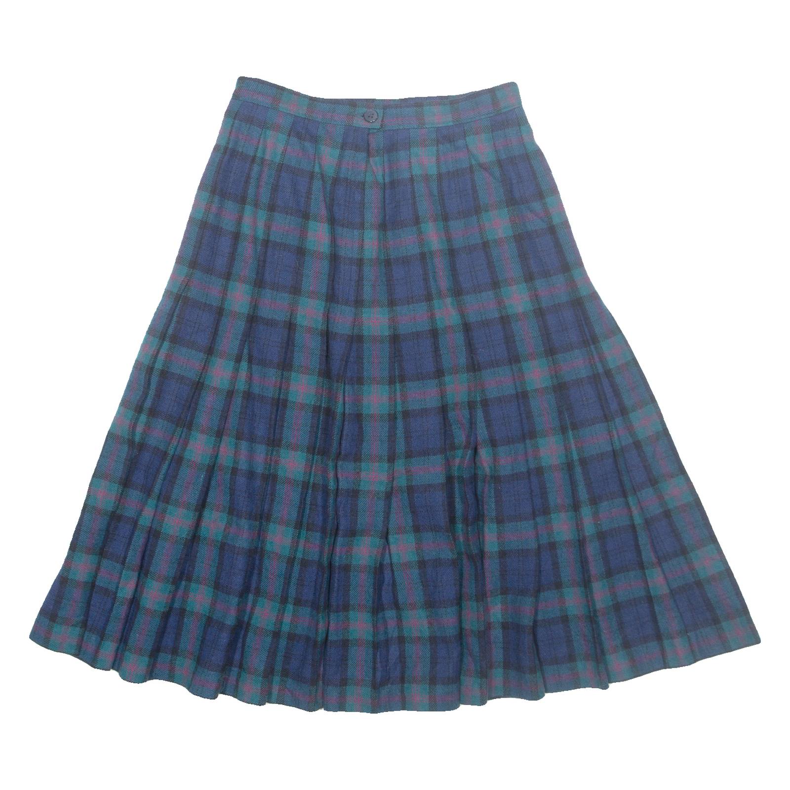 PENDLETON Womens Pleated Skirt Blue Midi Check XXS