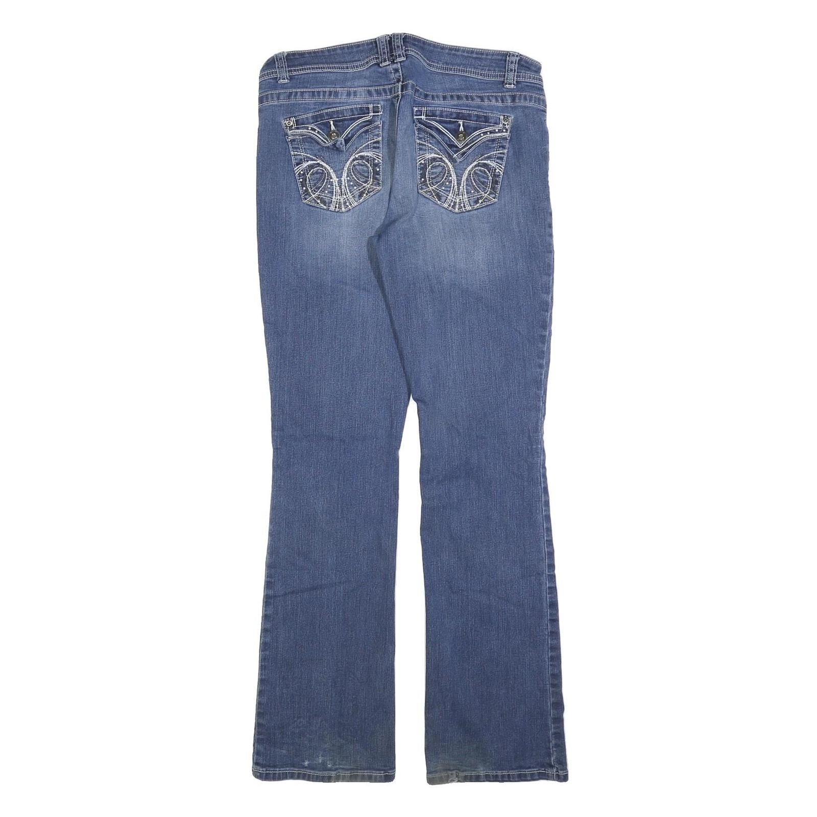 APT 9 Womens Blue Regular Bootcut Denim Medium W32 L32 Embroidered Pockets