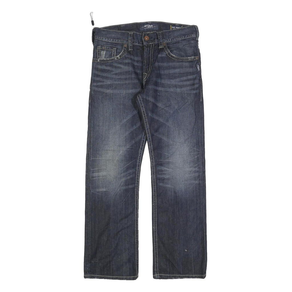 SILVER JEANS Mens Blue Regular Straight Denim Dark W34 L32 Zip Cotton Blend