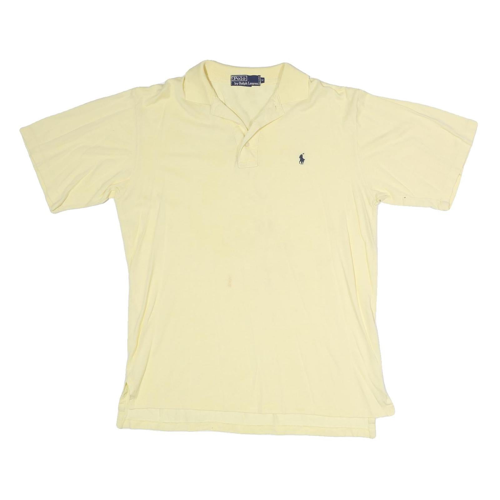 POLO RALPH LAUREN Mens Yellow Short Sleeve Plain M Cotton Polo Shirt Classic Fit