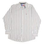 WRANGLER Mens White & Brown Stripe Long Sleeve Shirt L Casual Cotton