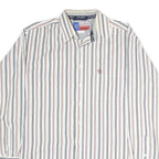 WRANGLER Mens White & Brown Stripe Long Sleeve Shirt L Casual Cotton