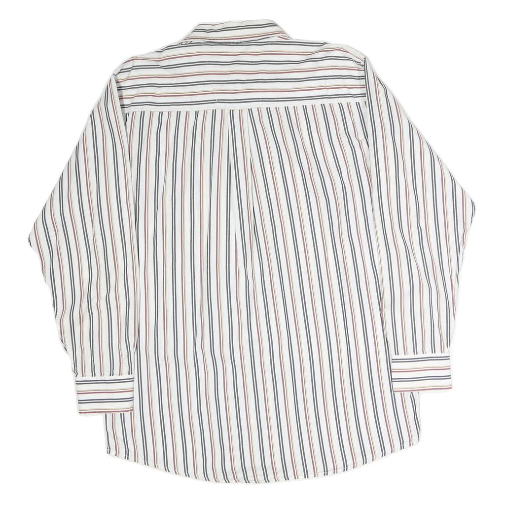 WRANGLER Mens White & Brown Stripe Long Sleeve Shirt L Casual Cotton
