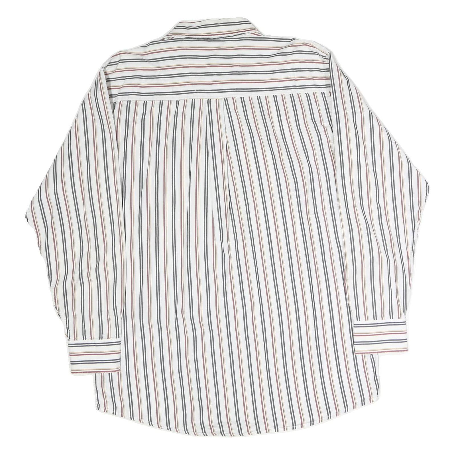 WRANGLER Mens White & Brown Stripe Long Sleeve Shirt L Casual Cotton