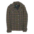 BENETTON Womens Green & Red Check Button Jacket XS Polyester Blend Classic Fit
