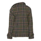 BENETTON Womens Green & Red Check Button Jacket XS Polyester Blend Classic Fit